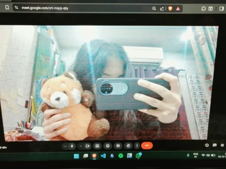 A virtual call with a teddy bear
