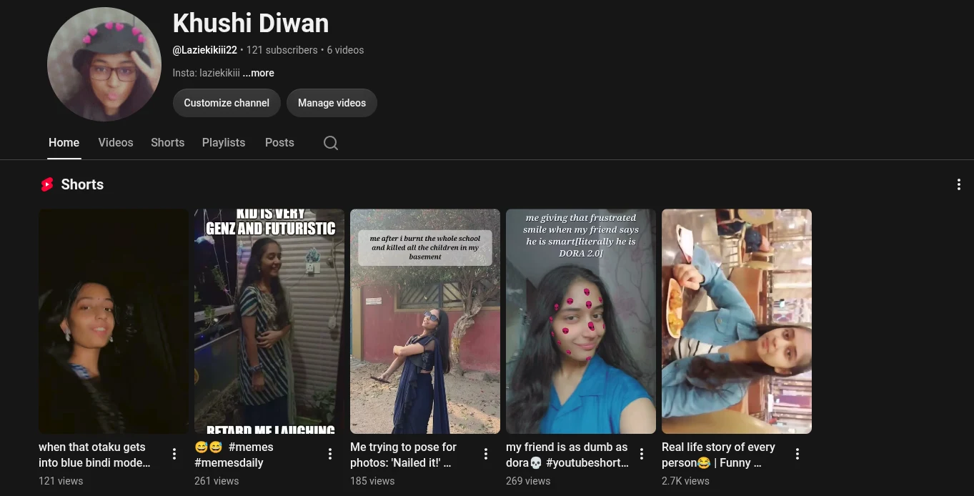 Khushi's YouTube channel